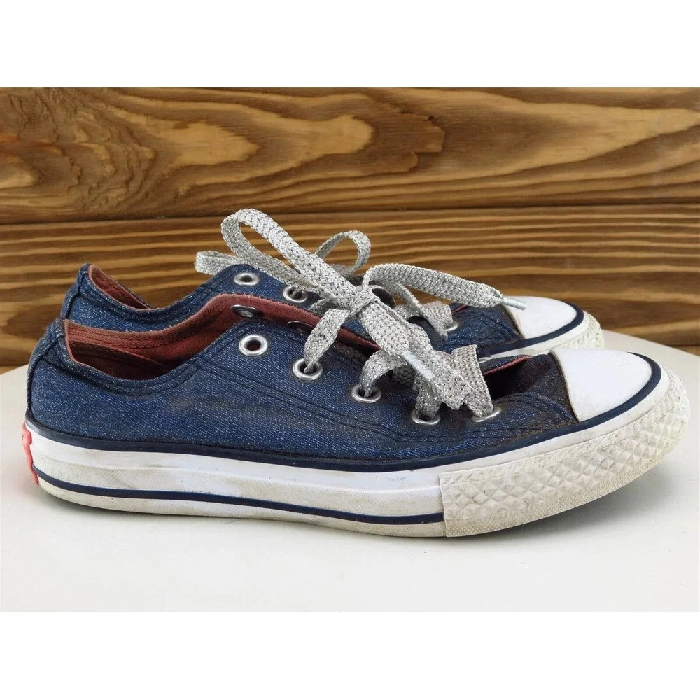 Converse Sz 13 Shoes Girls Youth Sneaker Blue Fabric‎